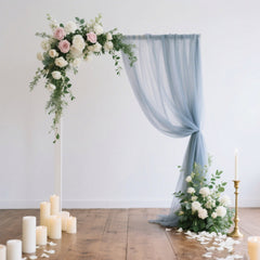 Sheer Backdrop Curtain Panel 5ft × 10ft Dusty Blue – Wedding Arch Drape with Rod Pocket