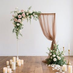 Sheer Backdrop Curtain Panel 5ft × 10ft Taupe – Wedding Arch Drape with Rod Pocket