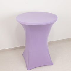 Spandex 30" Round Cocktail Table Cover Lavender Lilac - Easy to Maintain Stretch Fitted Highboy Tablecloth