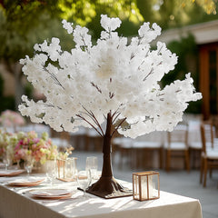 Silk Cherry Blossom Tree Centerpiece 3ft White – Lifelike Artificial Sakura Wishing Tree with Metal Base