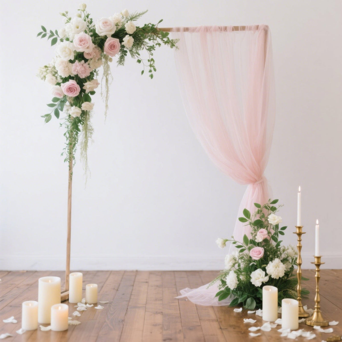Sheer Backdrop Curtain Panel 5ft × 10ft Blush – Wedding Arch Drape with Rod Pocket