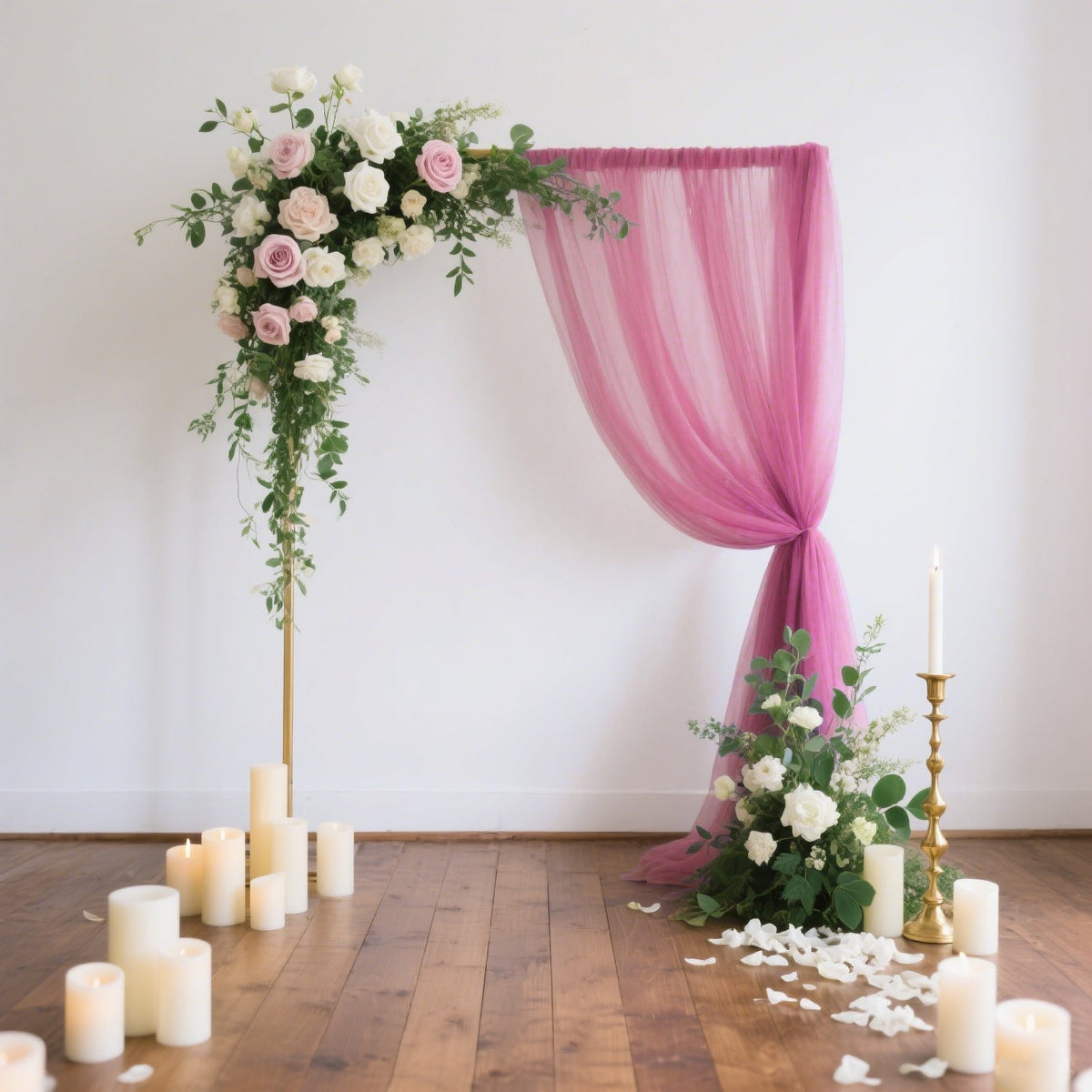 Sheer Backdrop Curtain Panel 5ft × 10ft Mauve Cinnamon Rose – Wedding Arch Drape with Rod Pocket