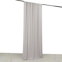 Silver 4-Way Stretch Spandex Event Curtain Drapes, Wrinkle Free Backdrop Event Panel with Rod Pockets - 5ftx10ft