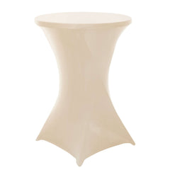 Spandex 30" Round Cocktail Table Cover Beige - Easy to Maintain Stretch Fitted Highboy Tablecloth