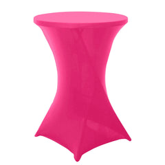 Spandex 30" Round Cocktail Table Cover Fuchsia - Easy to Maintain Stretch Fitted Highboy Tablecloth