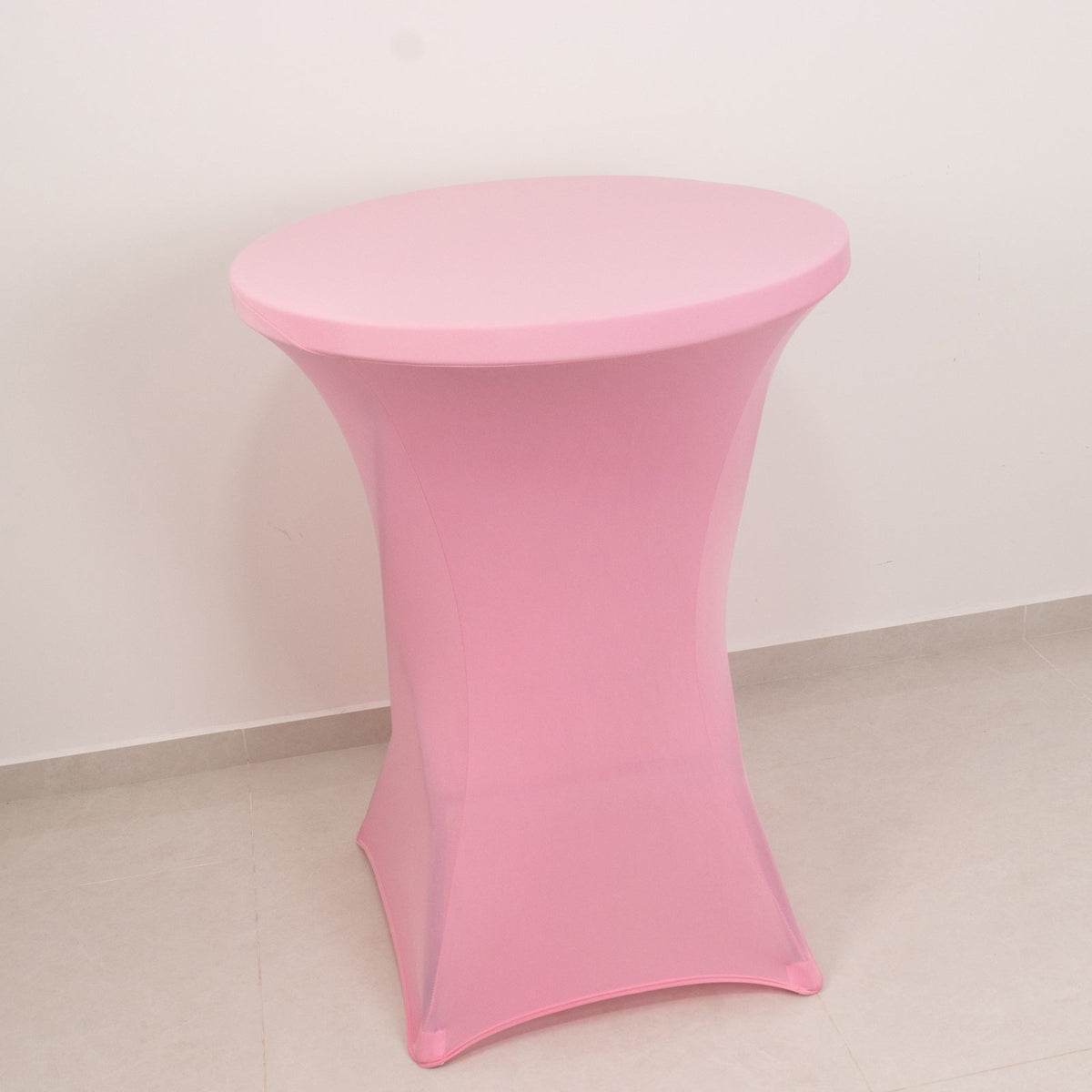 Spandex 30" Round Cocktail Table Cover Pink - Easy to Maintain Stretch Fitted Highboy Tablecloth